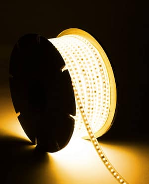 Ruban LED Dimmable 220V SMD Auto-redressement 120 LED/m BOBINE 50m 10W/m 1000lm/m Largeur 12mm Coupe 10cm IP65