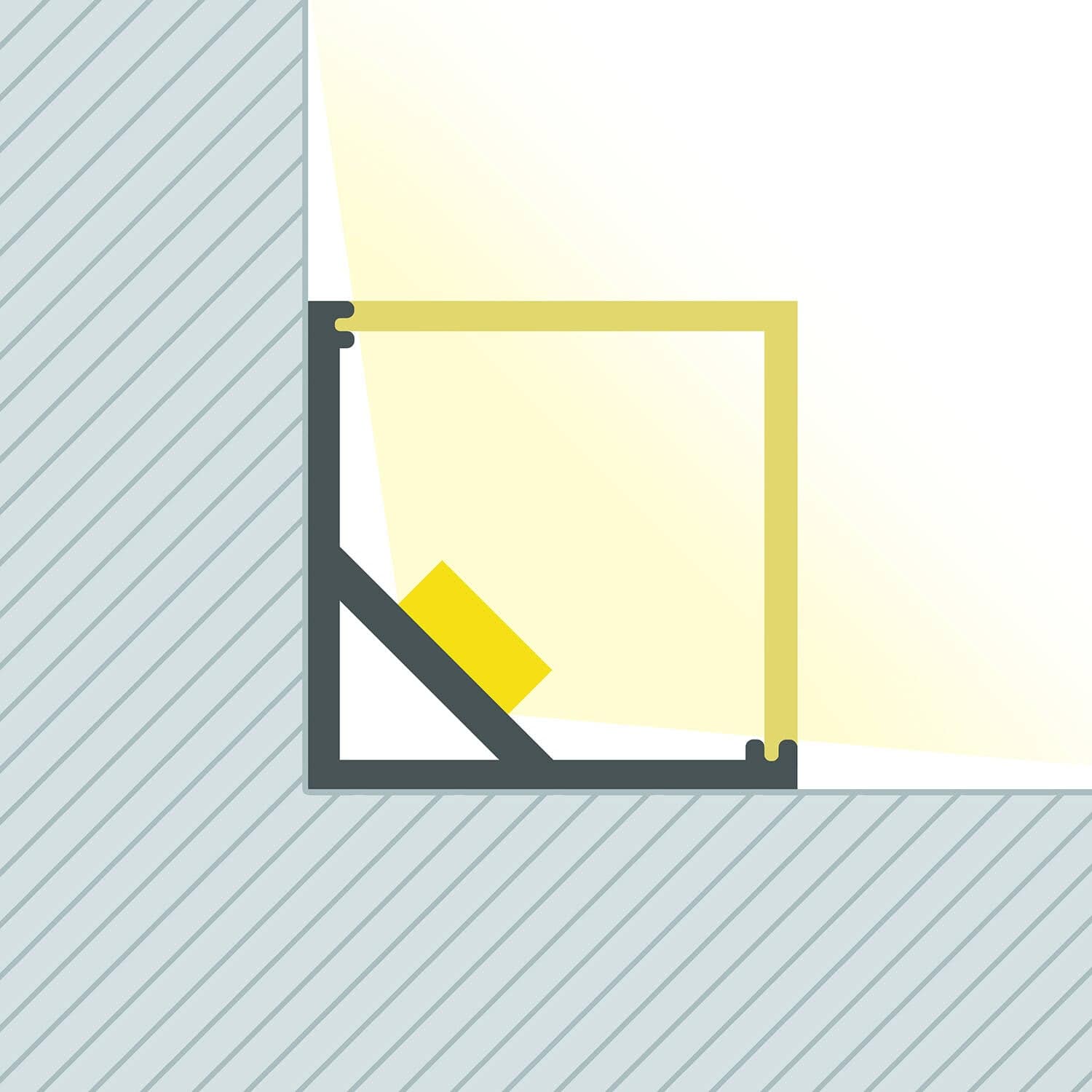 Profilé Aluminium Angle Triangulaire 2m pour Ruban LED jusqu'à 10mm