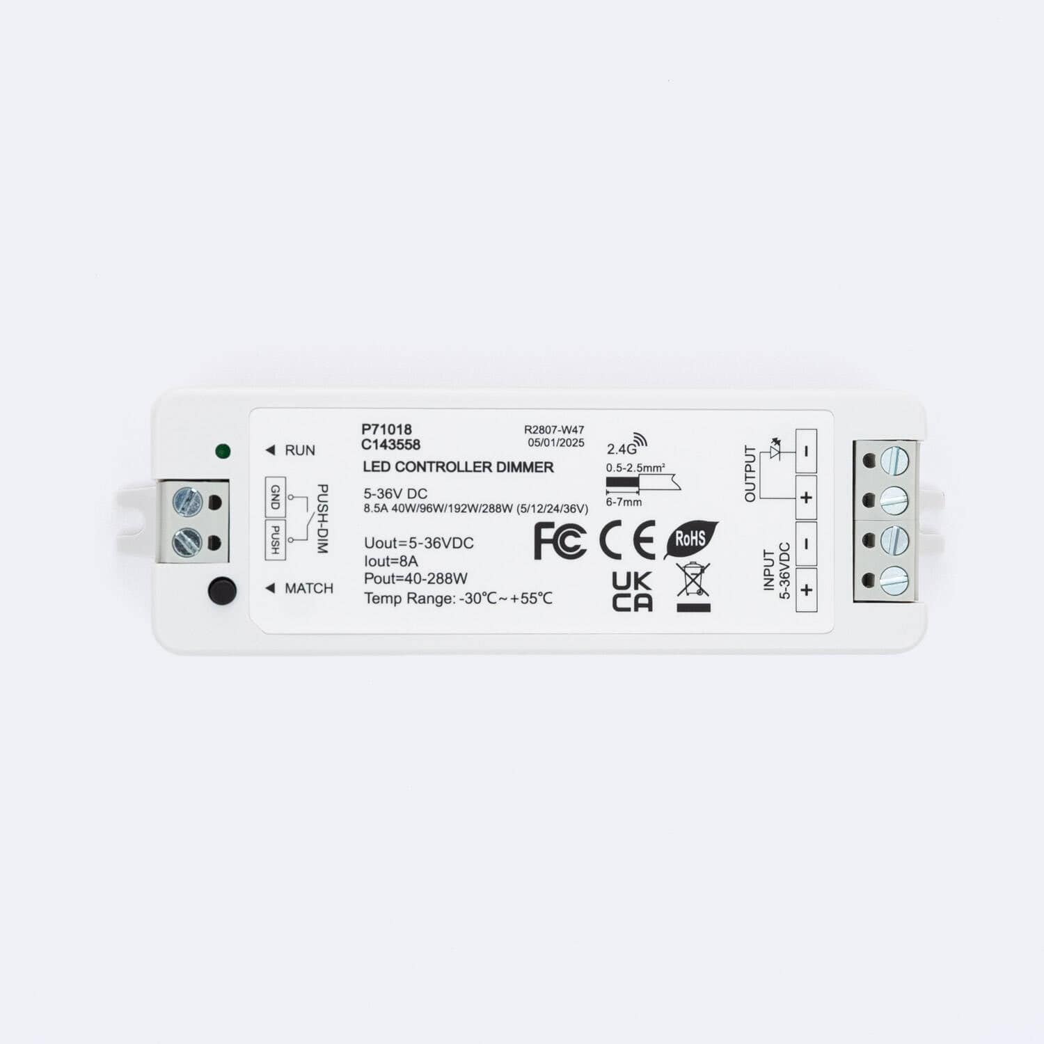 Contrôleur Ruban LED Monochrome 12-24V SKYDANCE V1 Compatible avec Bouton-Poussoir et Télécommande RF – Image 3