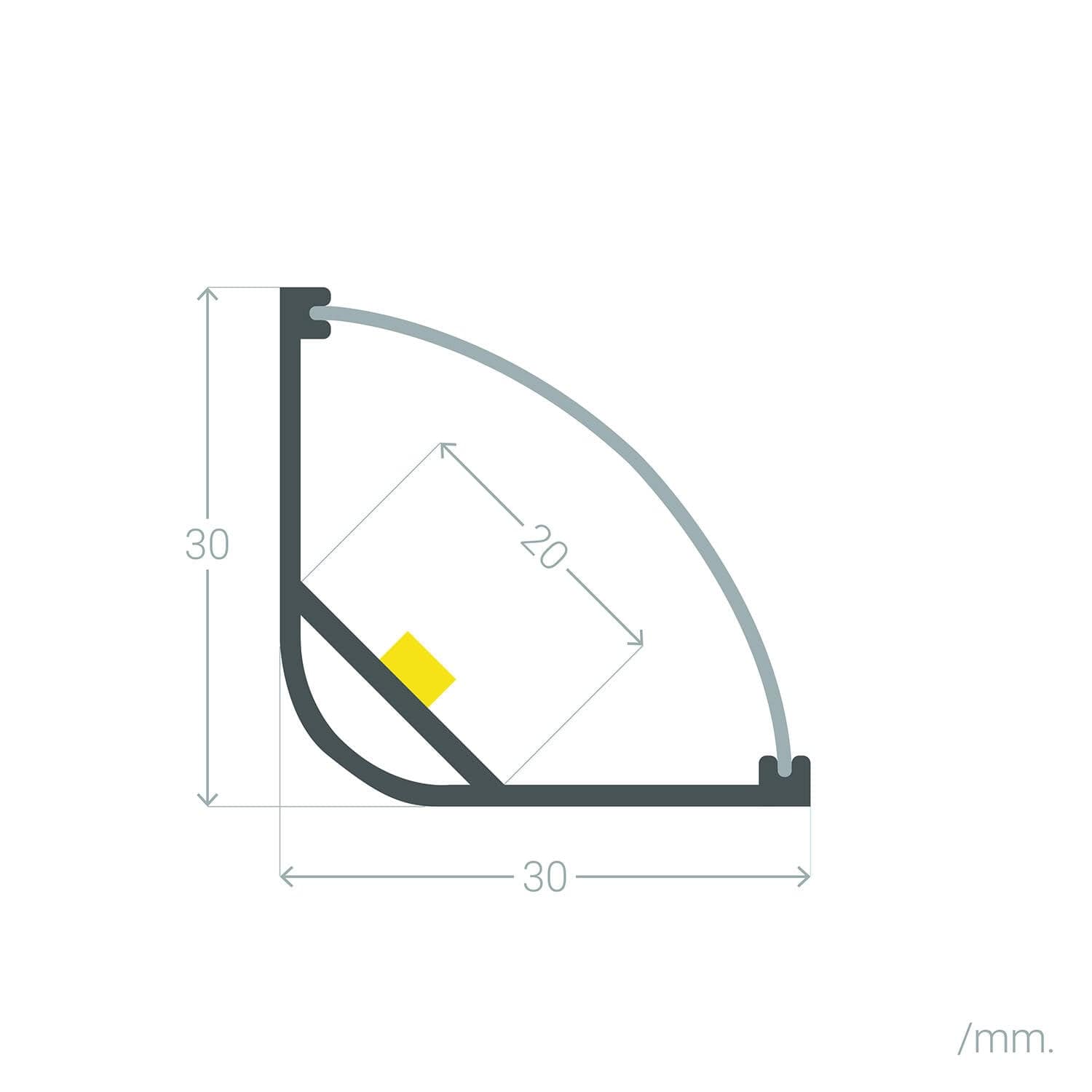 Profilé Aluminium Angle Rond pour Ruban LED jusqu'à 20 mm – Image 8