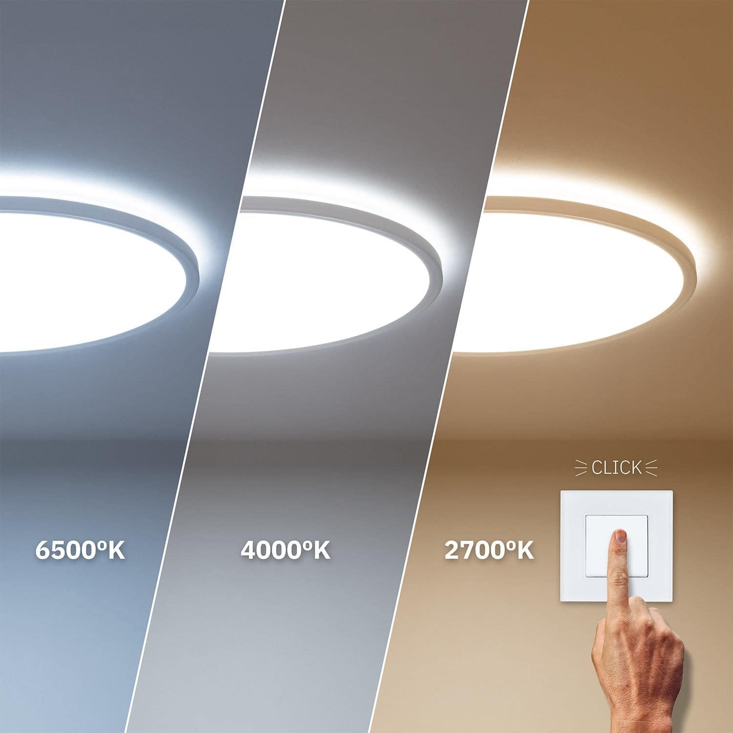 Plafonnier LED Rond SwitchCCT Sélectionnable 24W Double Face Ø420mm – Image 2