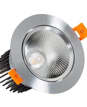Spot Downlight LED 15W Rond COB CRI90 Coupe Ø 90 mm Argentée
