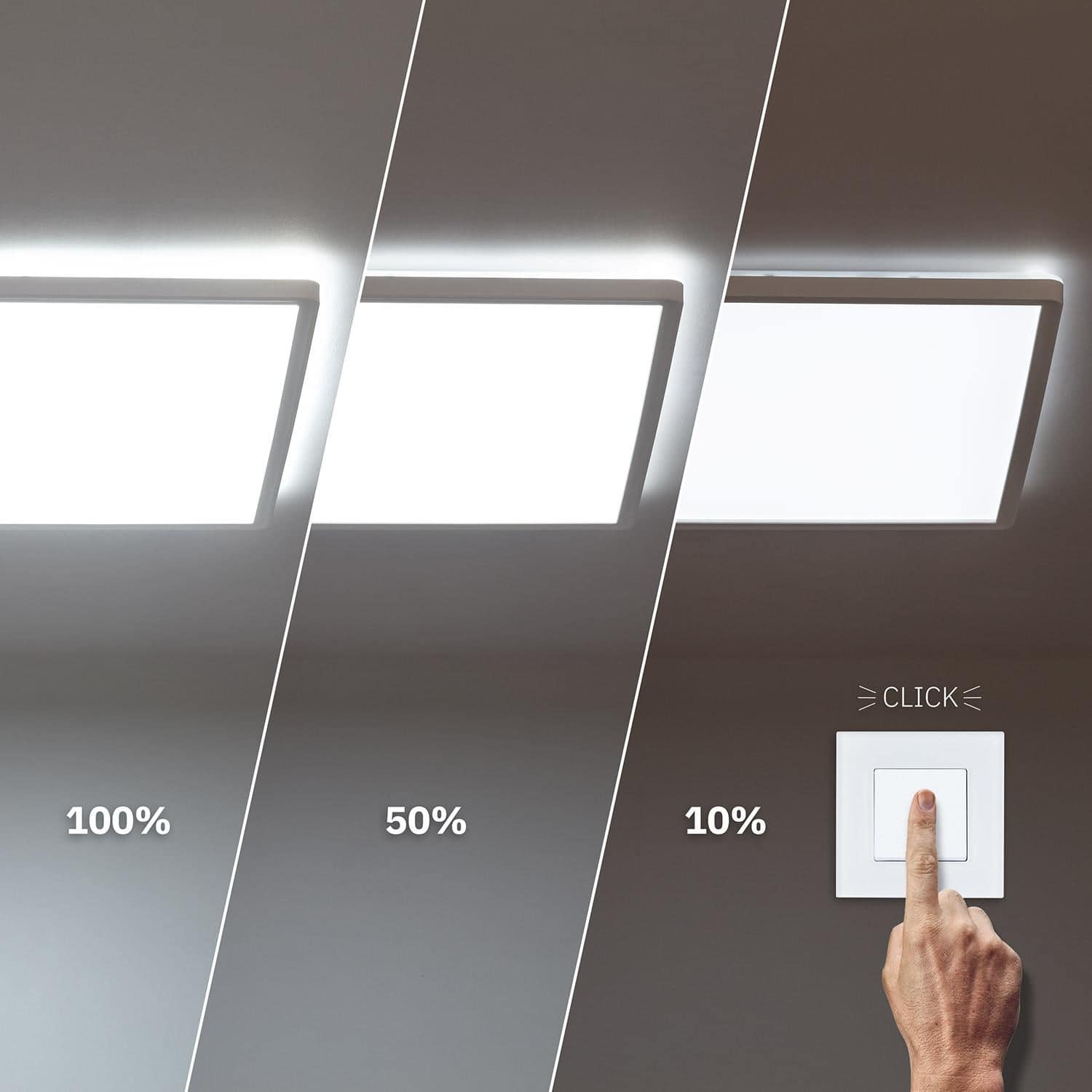 Plafonnier LED Carré Variation par Paliers 3 Niveaux SwitchDimm 24W Double Face 420x420mm – Image 2