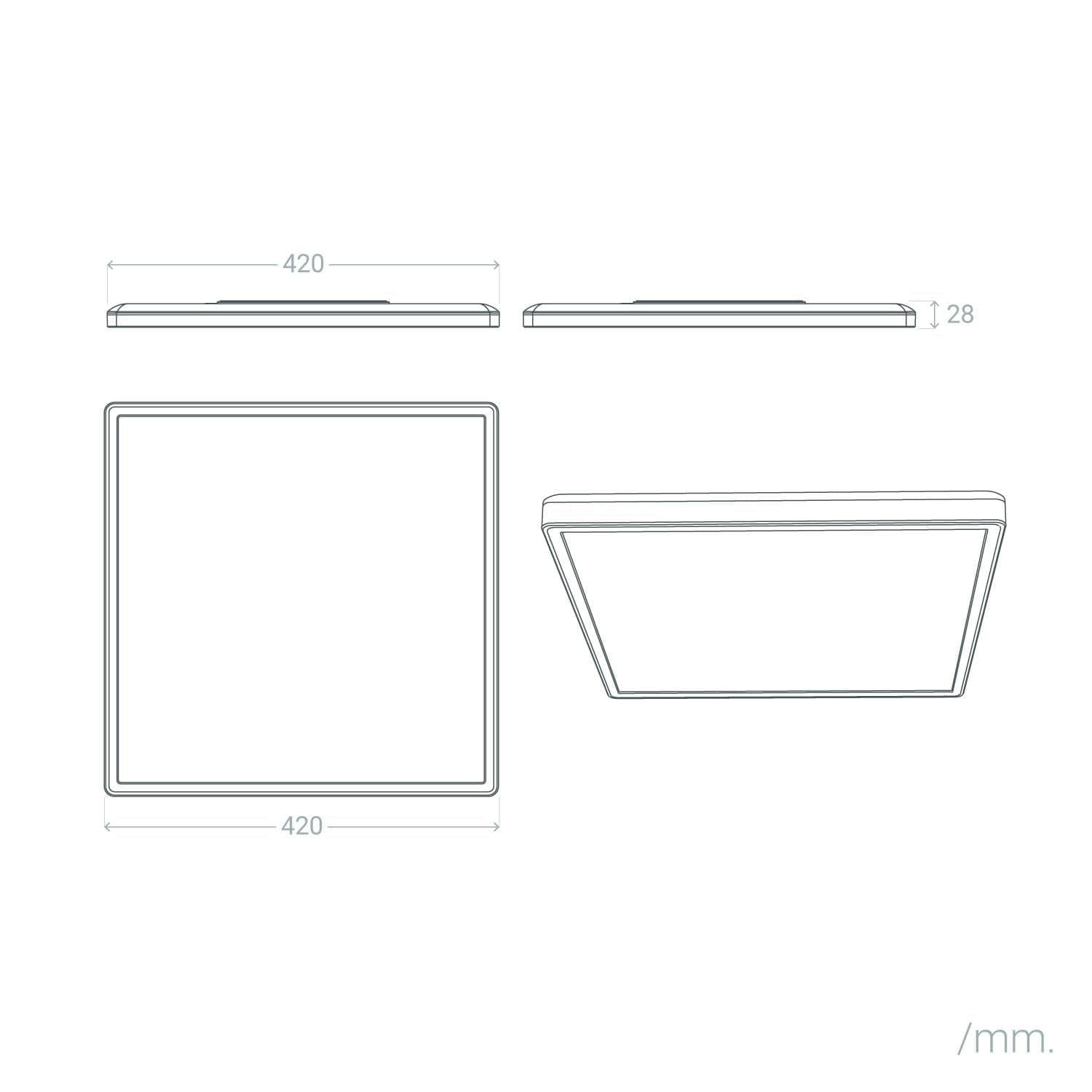 Plafonnier LED Carré Variation par Paliers 3 Niveaux SwitchDimm 24W Double Face 420x420mm – Image 3