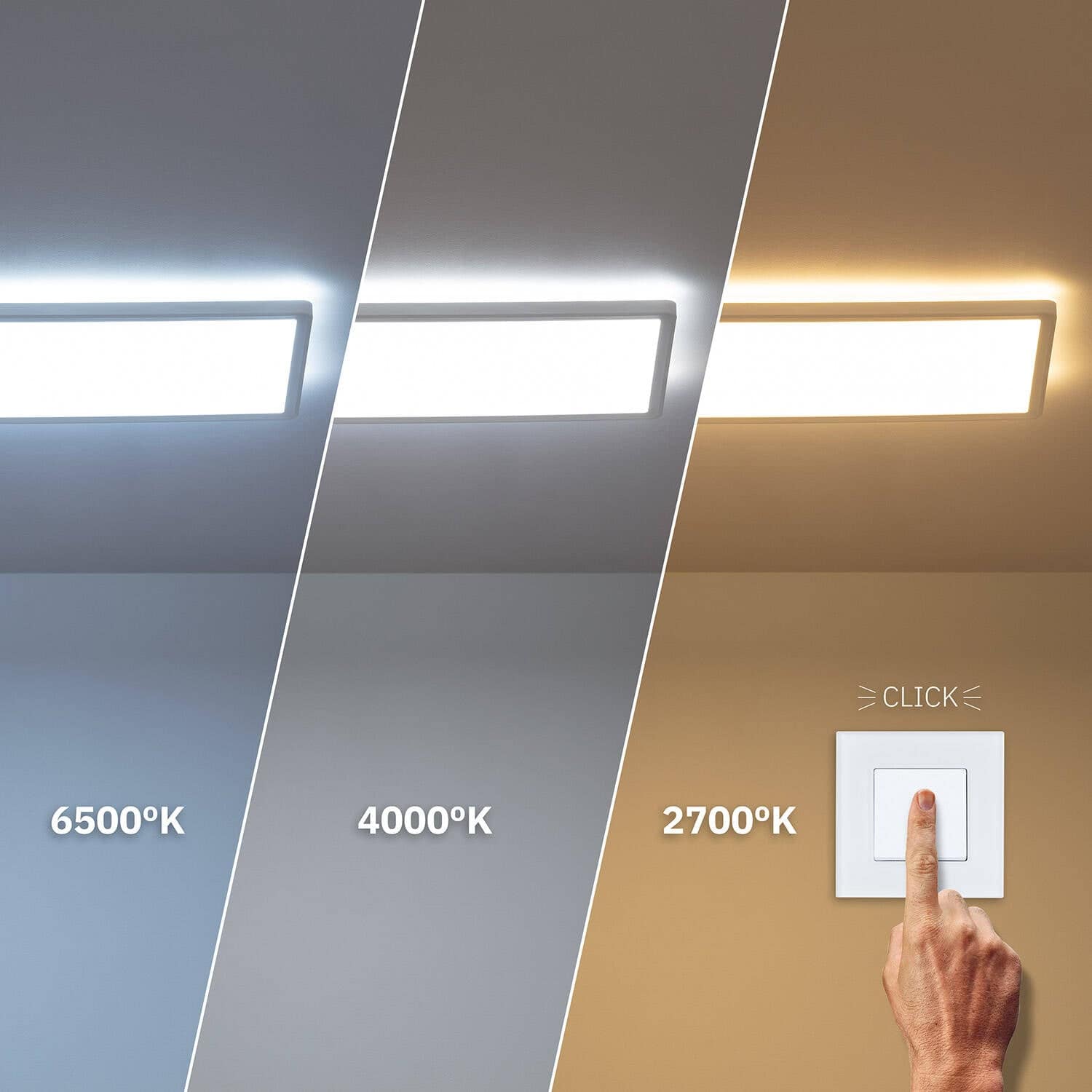 Plafonnier LED Rectangulaire SwitchCCT Sélectionnable 24W Double Face 580x200 mm – Image 2