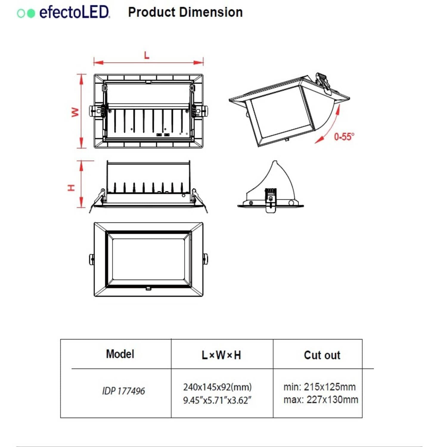 Downlight Orientable Rectangulaire LED SAMSUNG Noir LIFUD – Image 8