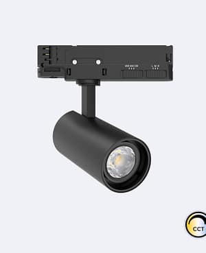 Spot LED sur Rail Triphasé 20W Fasano Dimmable CCT Sélectionnable Noir