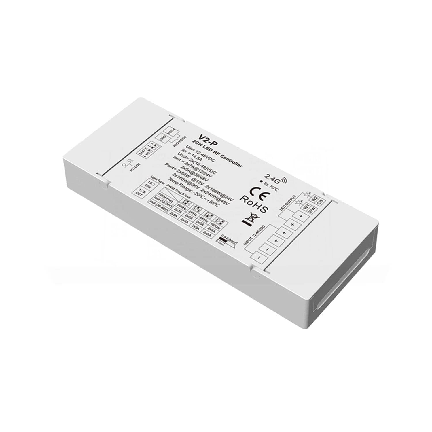 Contrôleur Ruban LED Monochrome/CCT 12-24-48V SKYDANCE V2-P Compatible avec Télécommande RF