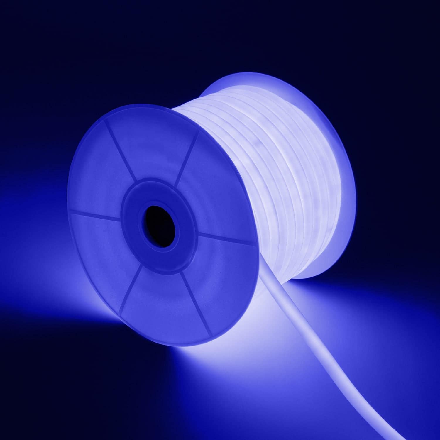 Ruban LED Néon Dimmable 220V BOBINE 50m Bleu Circulaire 360 9W/m Coupe 100cm IP67