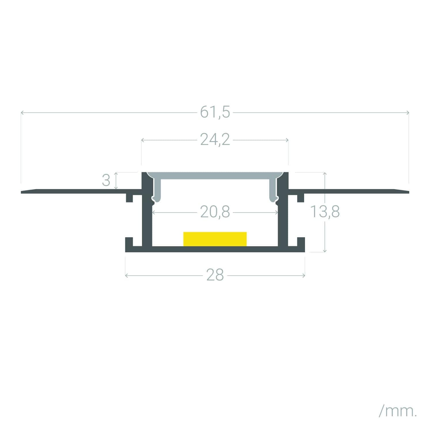 Profilé Aluminium Intégration Plâtre/Placo pour Rubans LED jusqu'à 20 mm – Image 7