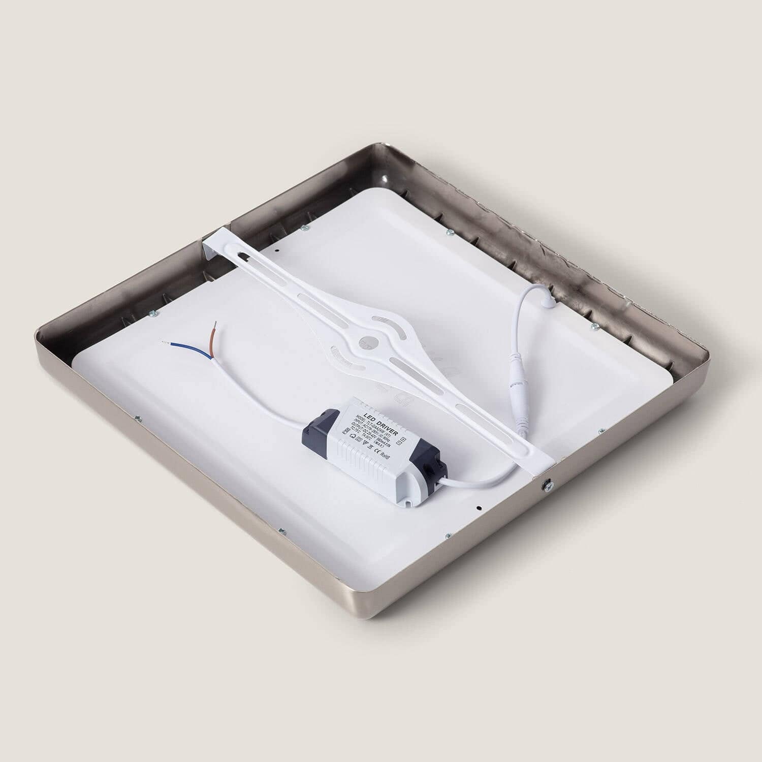 Plafonnier LED Carré 24W Métal Design Silver 300x300mm – Image 6