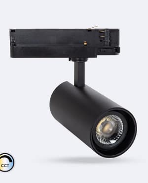 Spot LED sur Rail Triphasé 30W Fasano Dimmable CCT Sélectionnable Noir