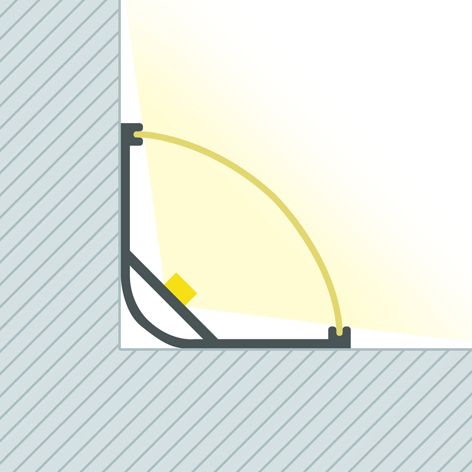 Profilé Aluminium Angle Rond pour Ruban LED jusqu'à 20 mm