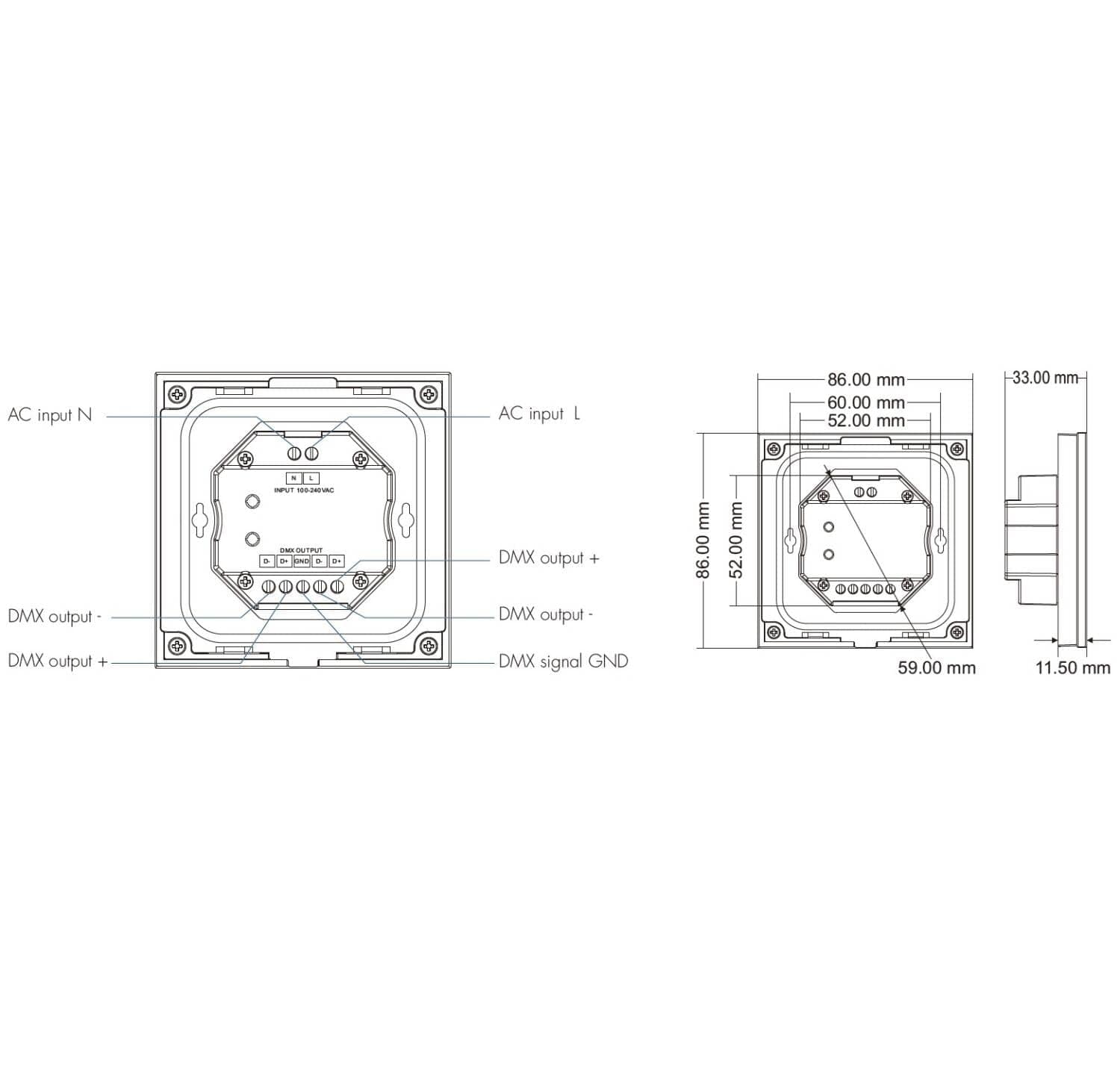 Panneau Tactile DMX Master Tactile RGBW 4 Zones SKYDANCE T14 – Image 4