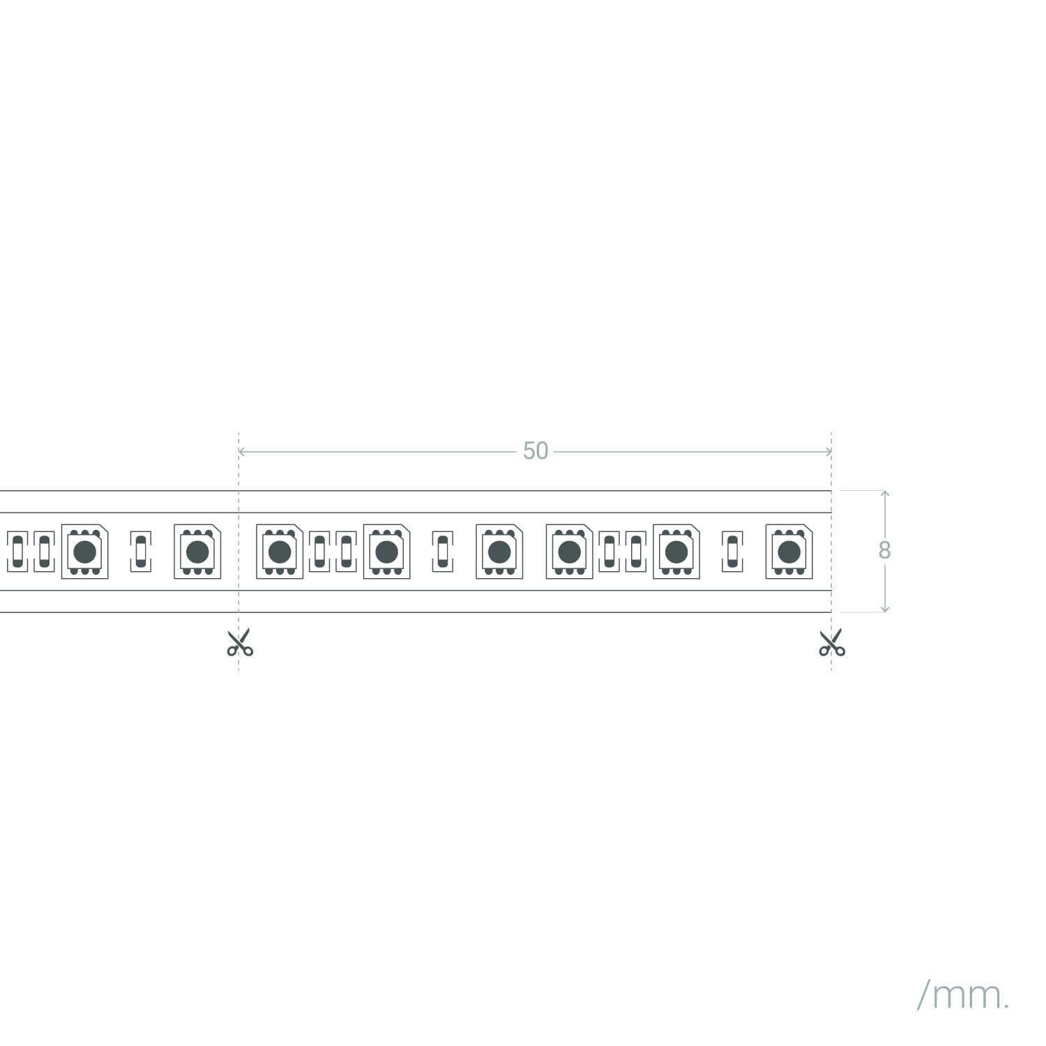 Ruban LED 24V DC 120LED/m 5m IP65 Largeur 8mm Coupe tous les 5cm – Image 3
