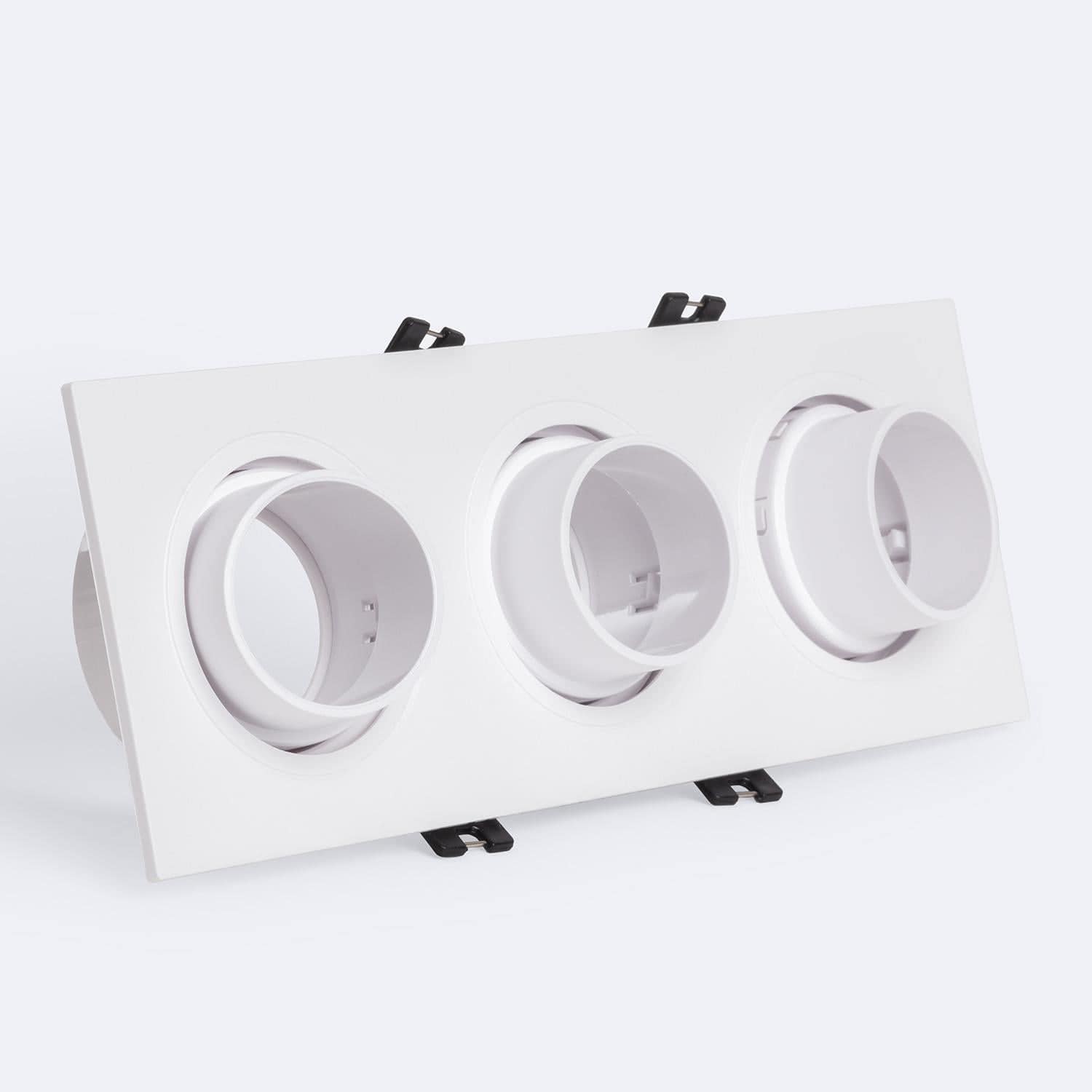 Collerette Downlight Carré Orientable Faible UGR pour trois Ampoules LED GU10 / GU5.3 Taille 75x235 mm Suefix