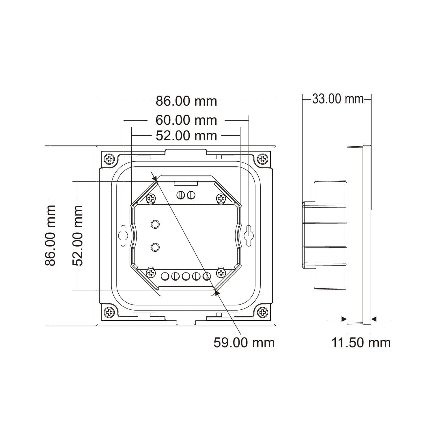 Contrôleur Ruban LED Monochrome 12-24-48V Encastrable Tactile SKYDANCE T1-1 Compatible avec Télécommande R – Image 7