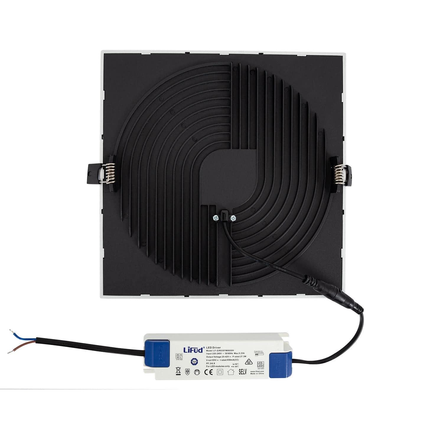 Dalle LED 30W Carrée High Lumen LIFUD Coupe Ø 200 mm Argentée – Image 7