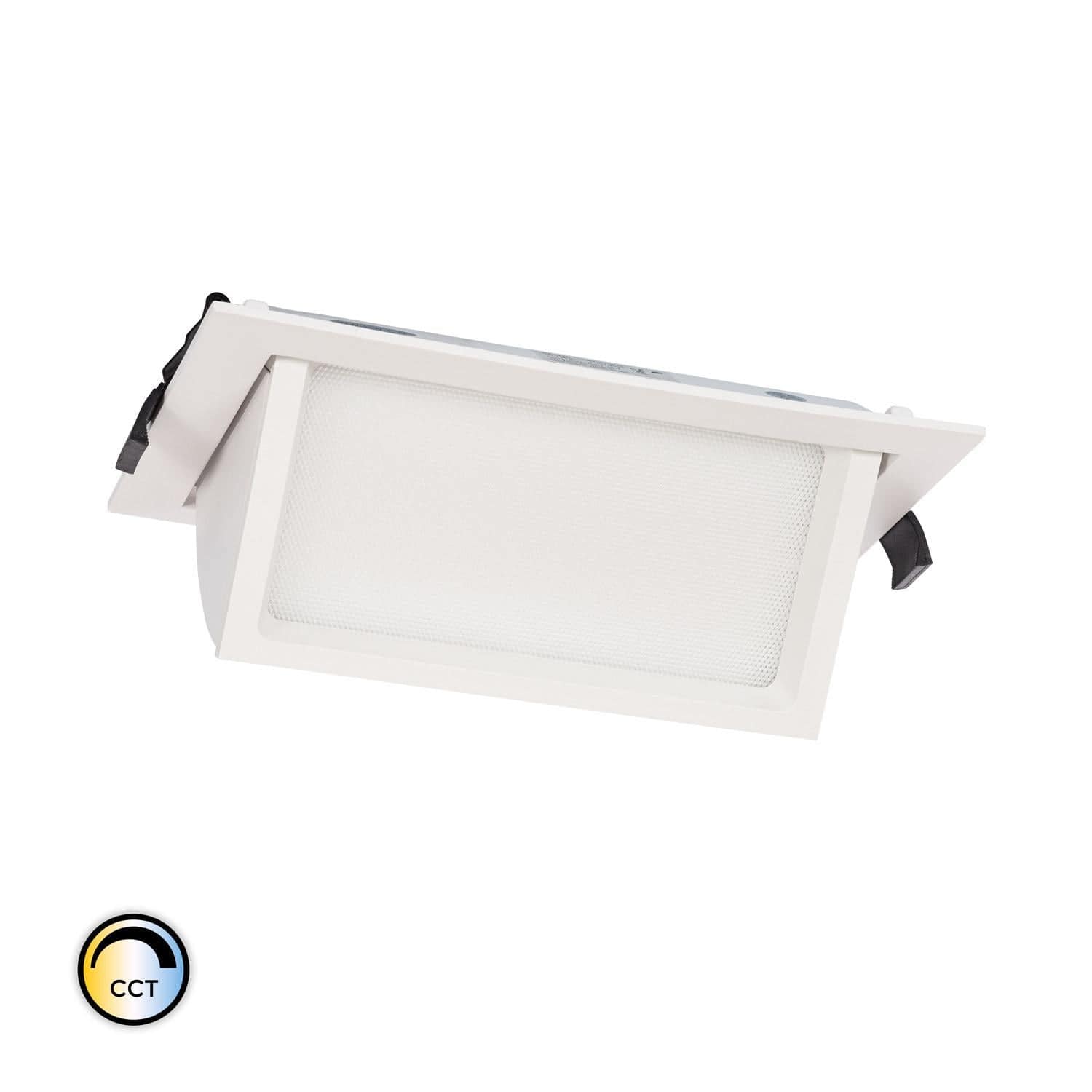 Downlight LED 38W Rectangulaire Orientable Chip OSRAM CCT Sélectionnable 120 lm/W LIFUD Coupe 210x125 mm