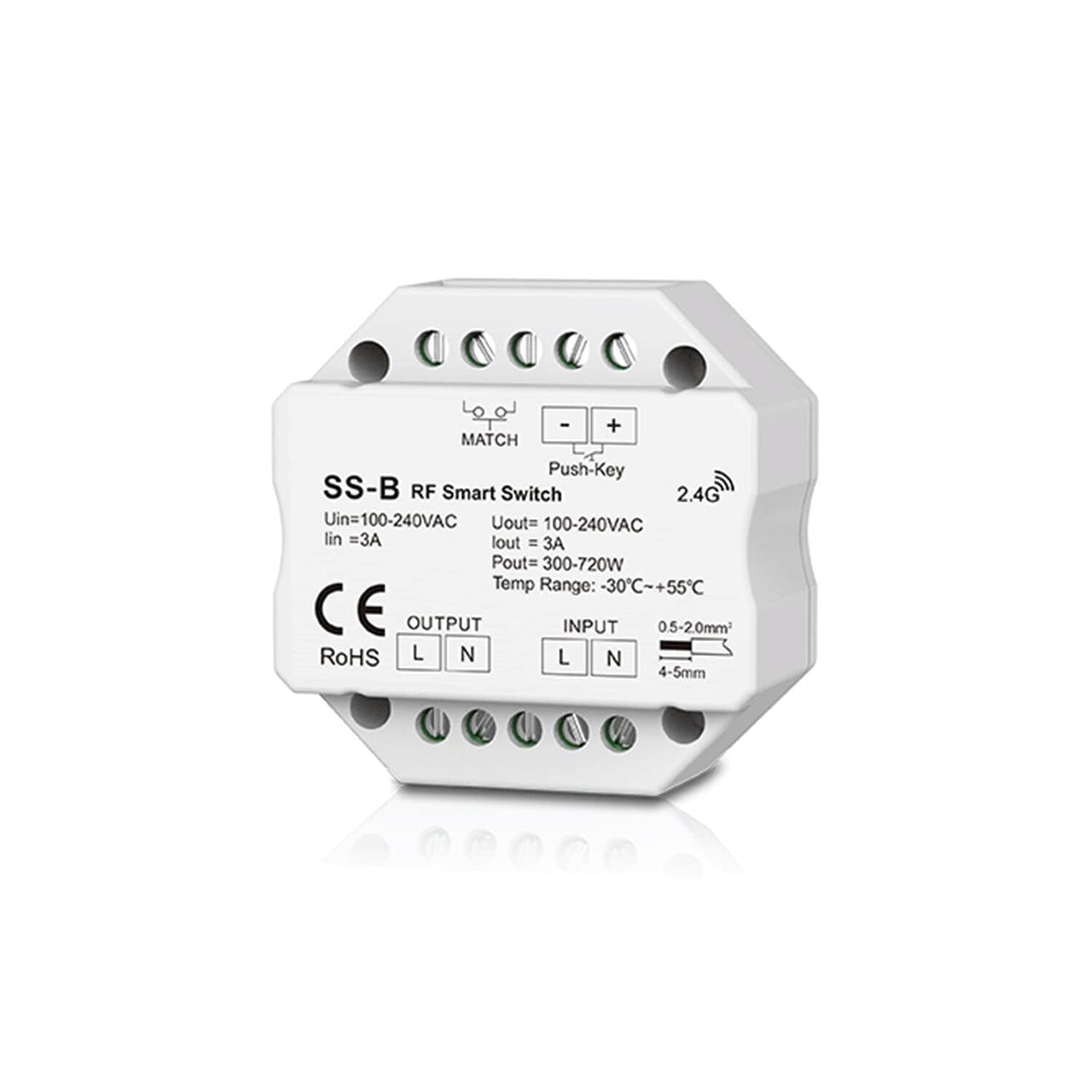 Interrupteur marche/arrêt SKYDANCE SS-B Compatible avec Bouton-Poussoir et Télécommande RF