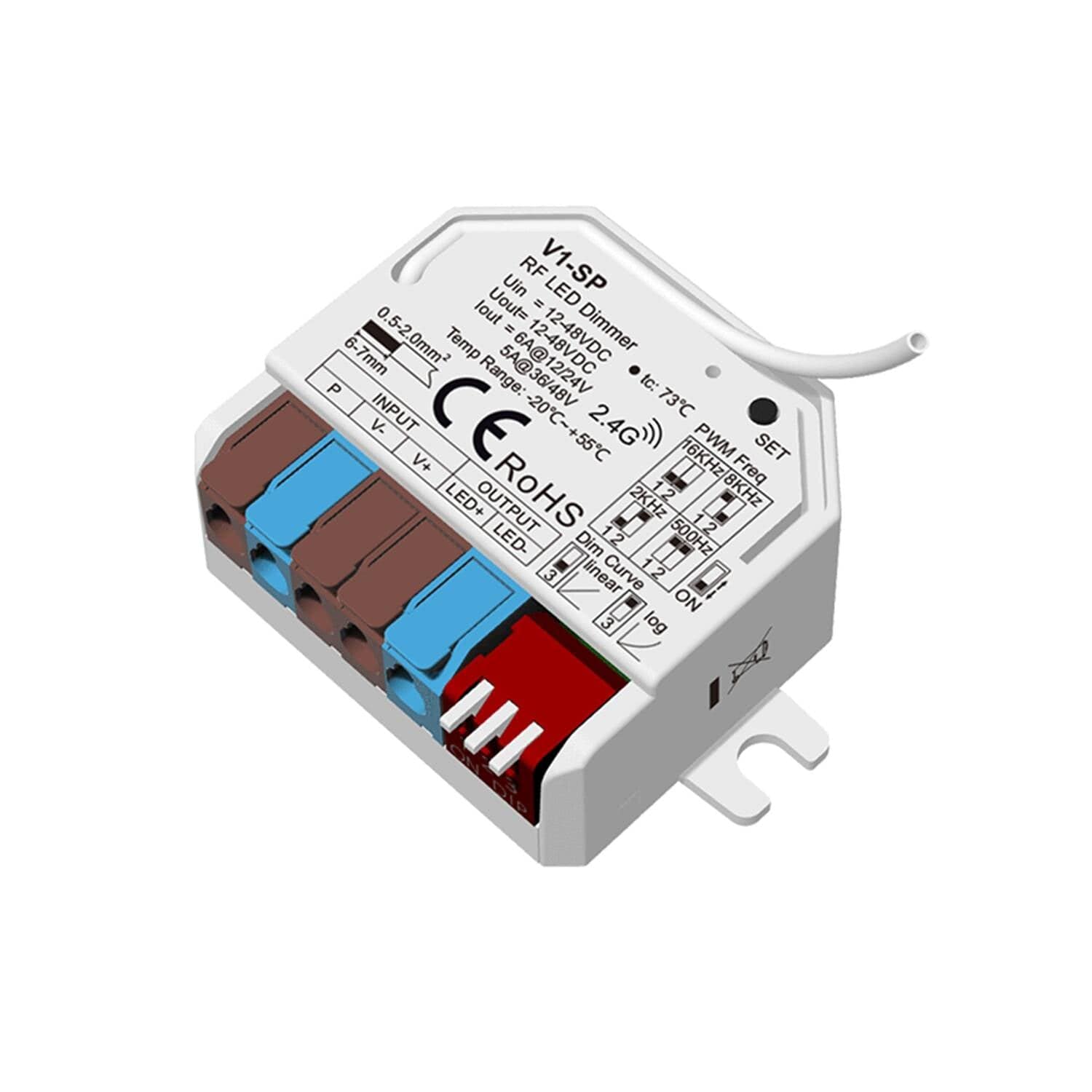 Contrôleur Ruban LED Monochrome 12-24-48V SKYDANCE V1-SP Compatible avec Bouton-Poussoir et Télécommande RF