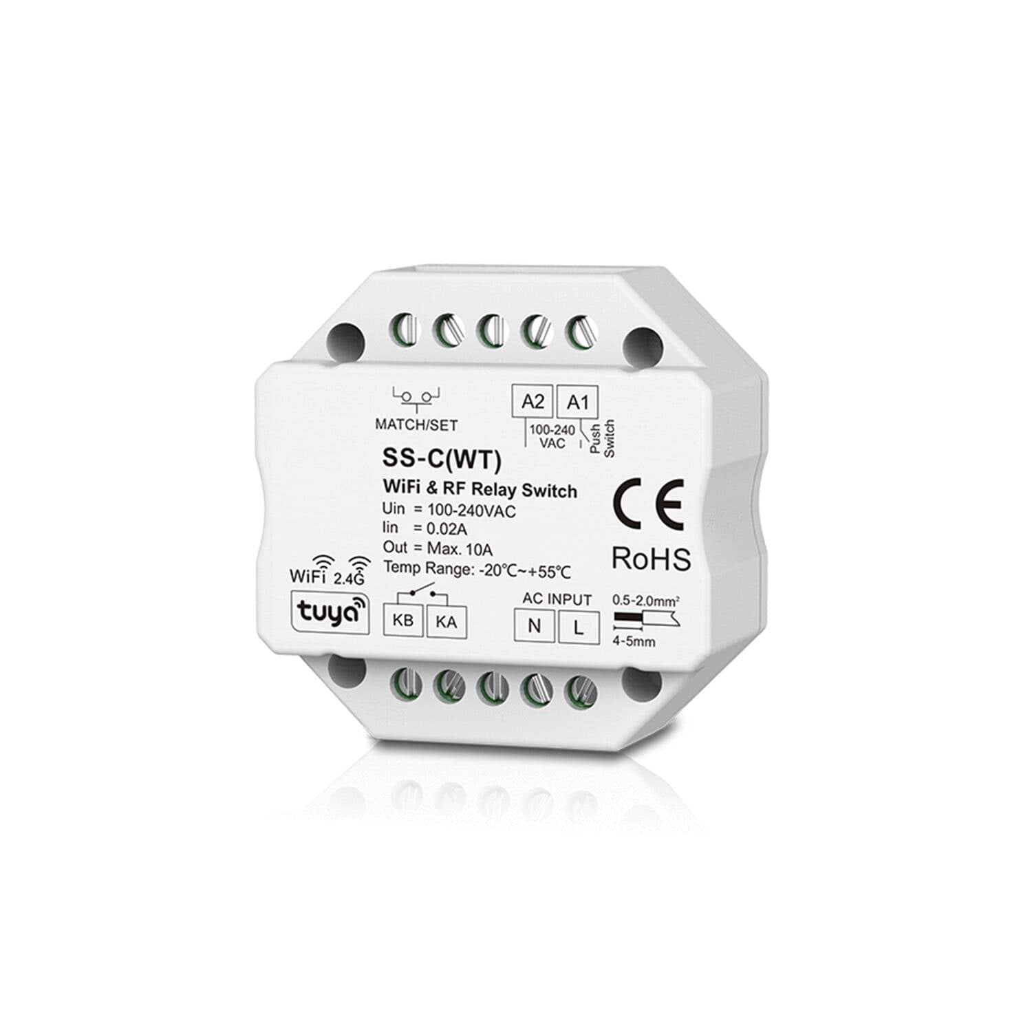 Interrupteur WiFi Compatible avec Bouton-poussoir et Télécommande RF SKYDANCE SS-C(WT)