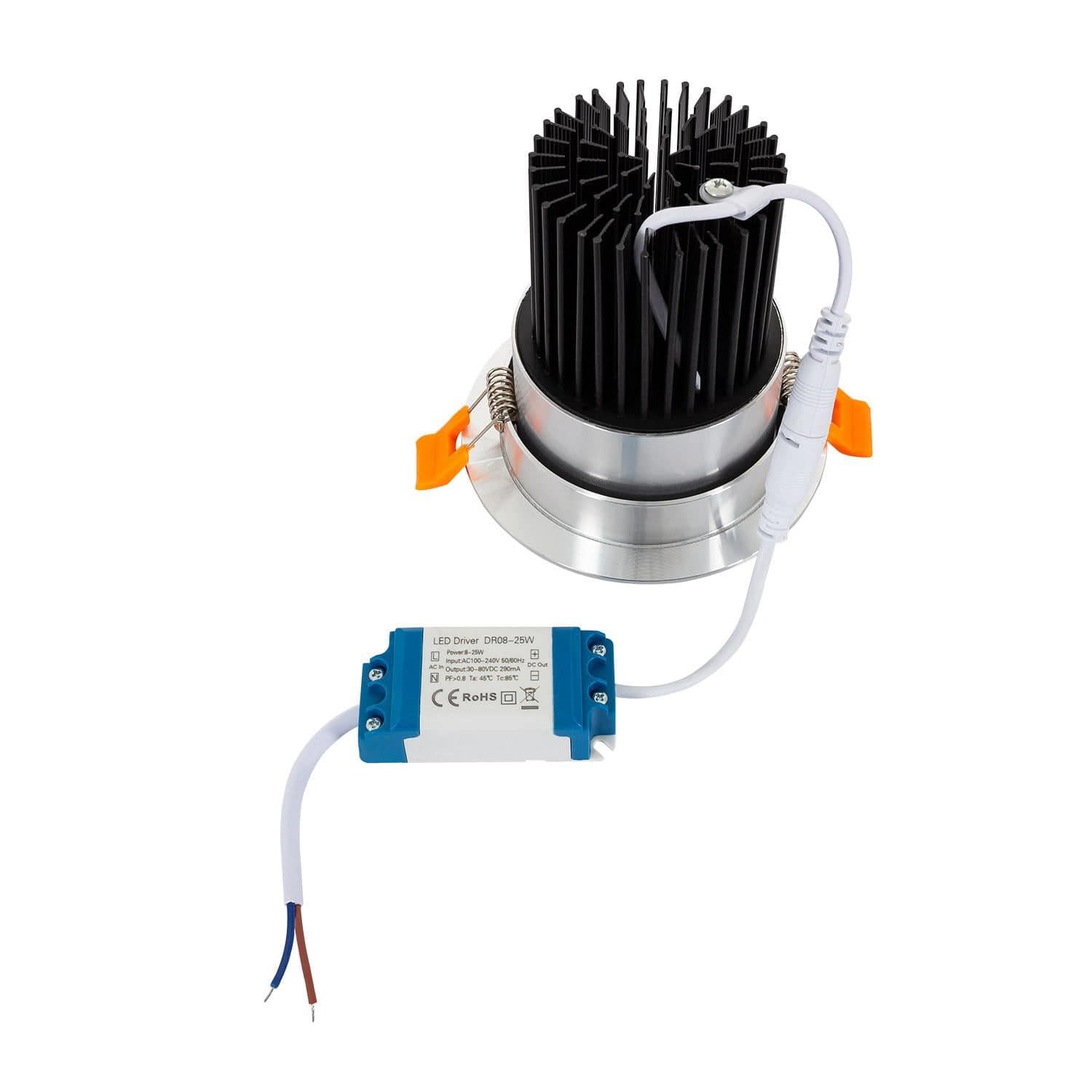 Spot Downlight LED 15W Rond COB CRI90 Coupe Ø 90 mm Argentée – Image 6