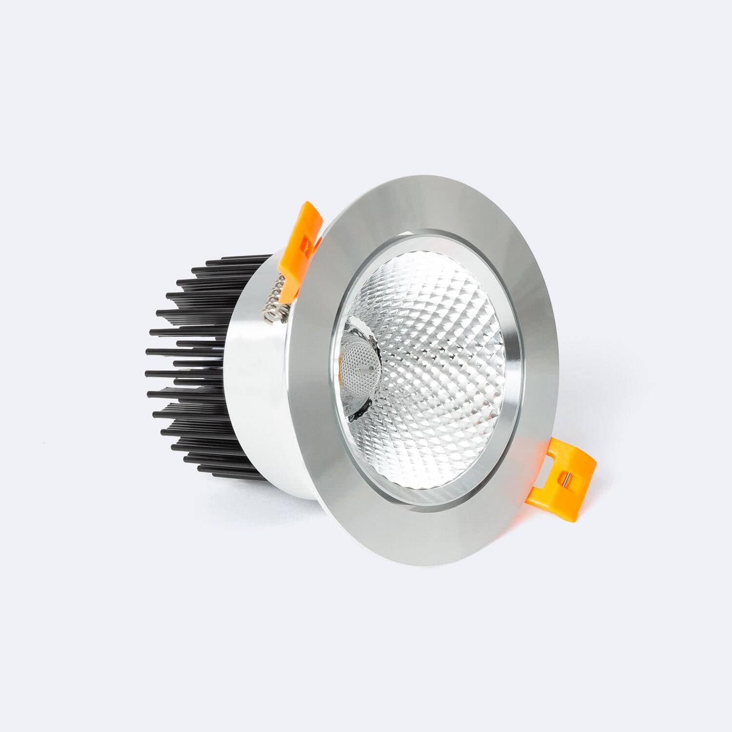 Spot LED Downlight COB Orientable Rond 12W Argenté Coupe Ø 90mm No Flicker