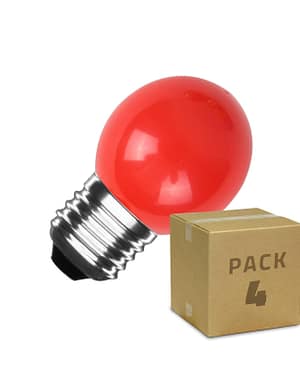 Pack 4 Ampoules LED E27 3W 300 lm G45 Rouge