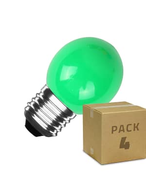 Pack 4 Ampoules LED E27 3W 300 lm G45 Verte