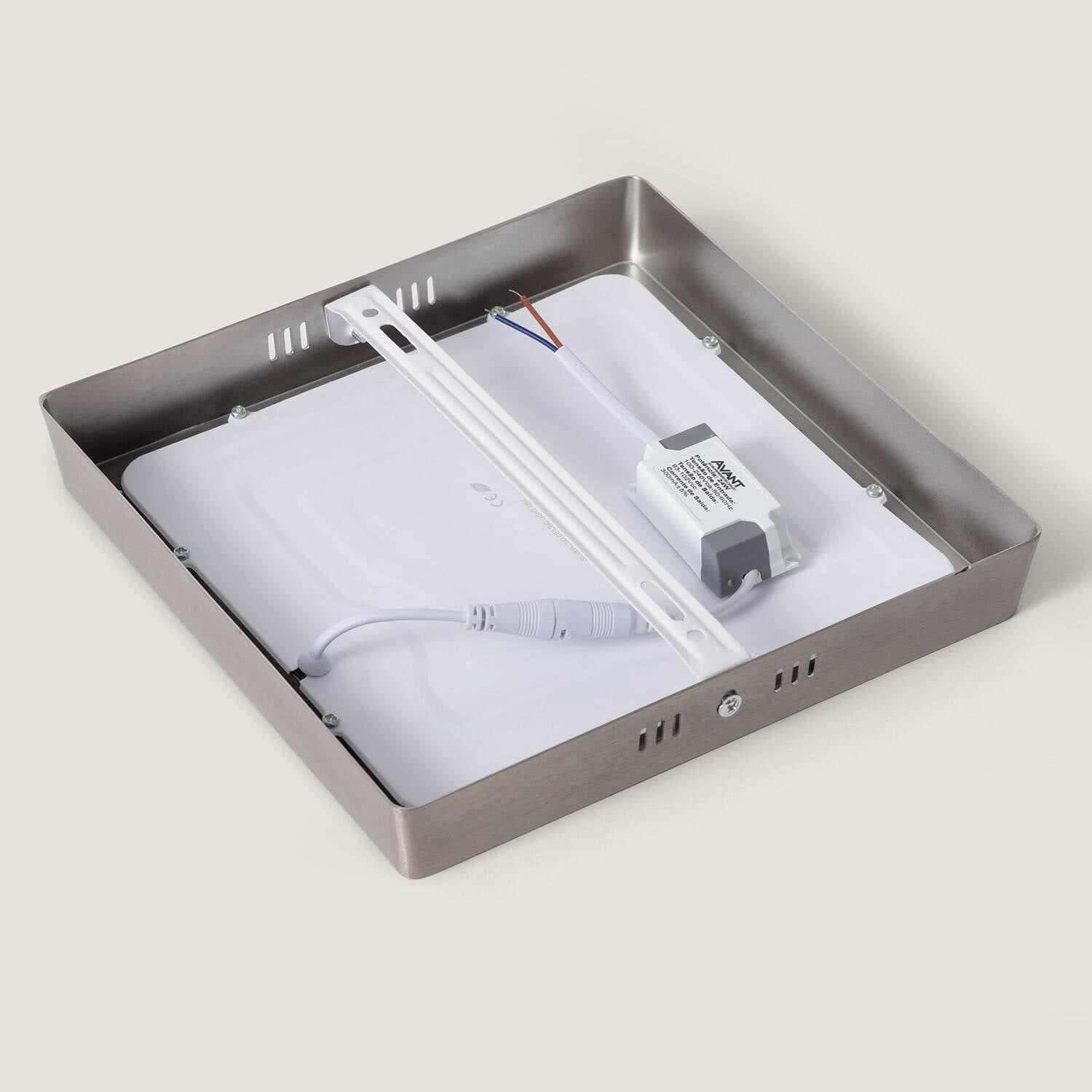Plafonnier LED Carré Métal 18W Argenté 225x225 mm – Image 6