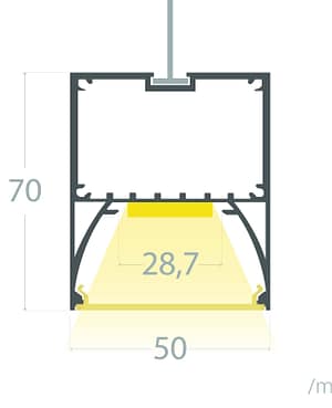Profilé Aluminium Suspendu pour Rubans LED jusqu'à 22 mm